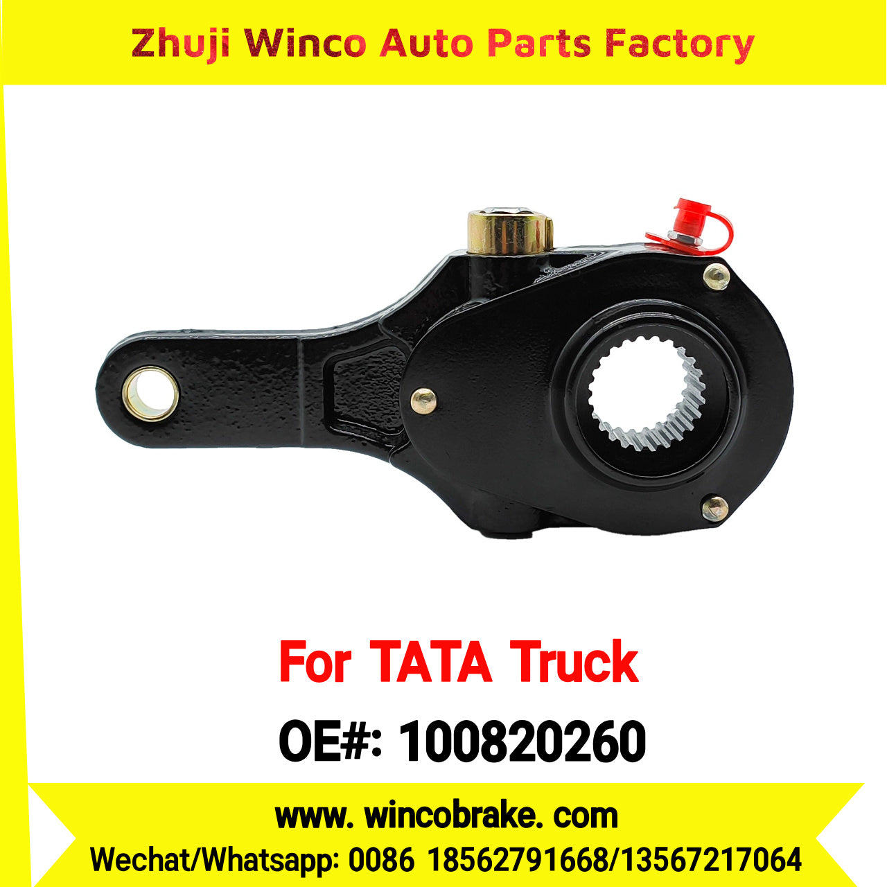 Winco OEM 100820260 WABCO Manual Slack Adjuster for India Series TATA Trucks Parts TATA MOTORS Straight 1 Hole 24 TEETH Small New Condition Brake Assembly