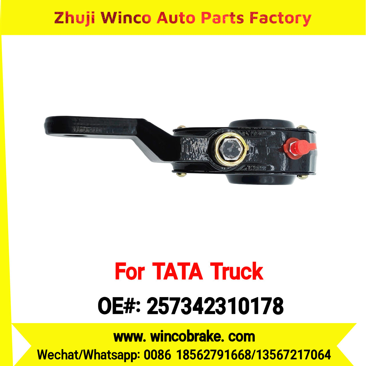 Winco OEM 257342310178 Manual Slack Adjuster for India Series TATA Trucks Parts TATA MOTORS Rear Right 1 Hole 24 TEETH MEI MSA 18-02 New Condition Brake Assembly