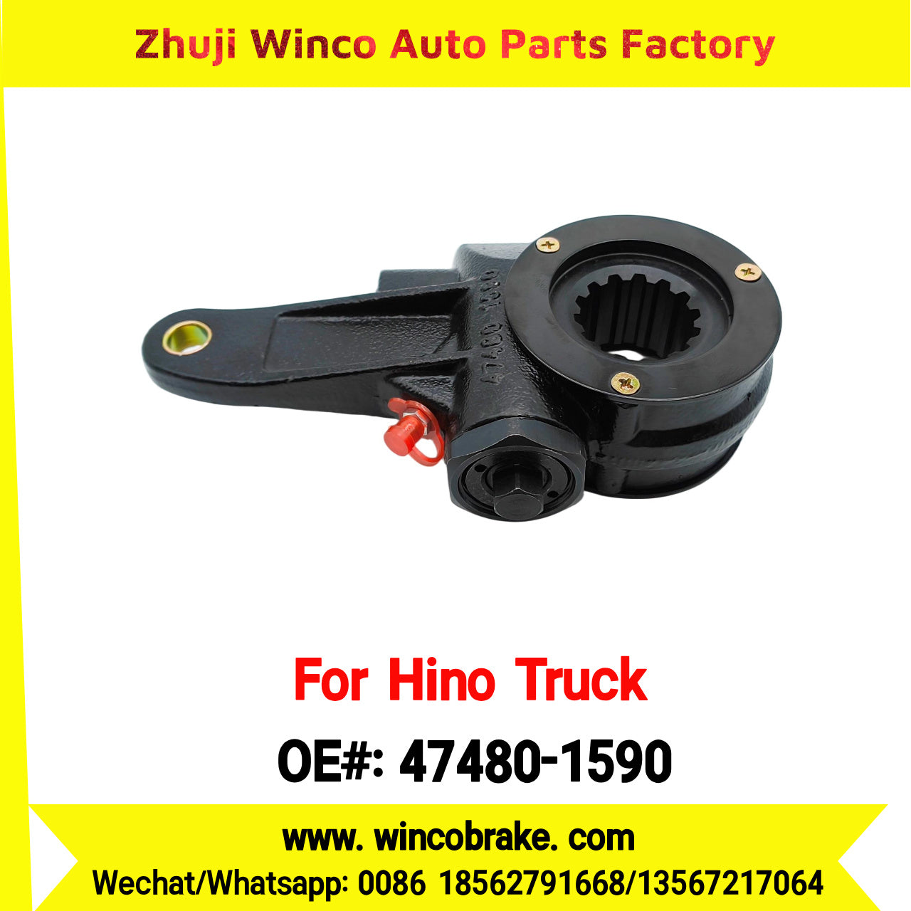 Winco OEM 47480-1590 Manual Slack Adjuster for Suit to Japanese Hino Trucks Straight 14 Teeth Spare Parts to Fit Trailer for Southeast Asia Market
