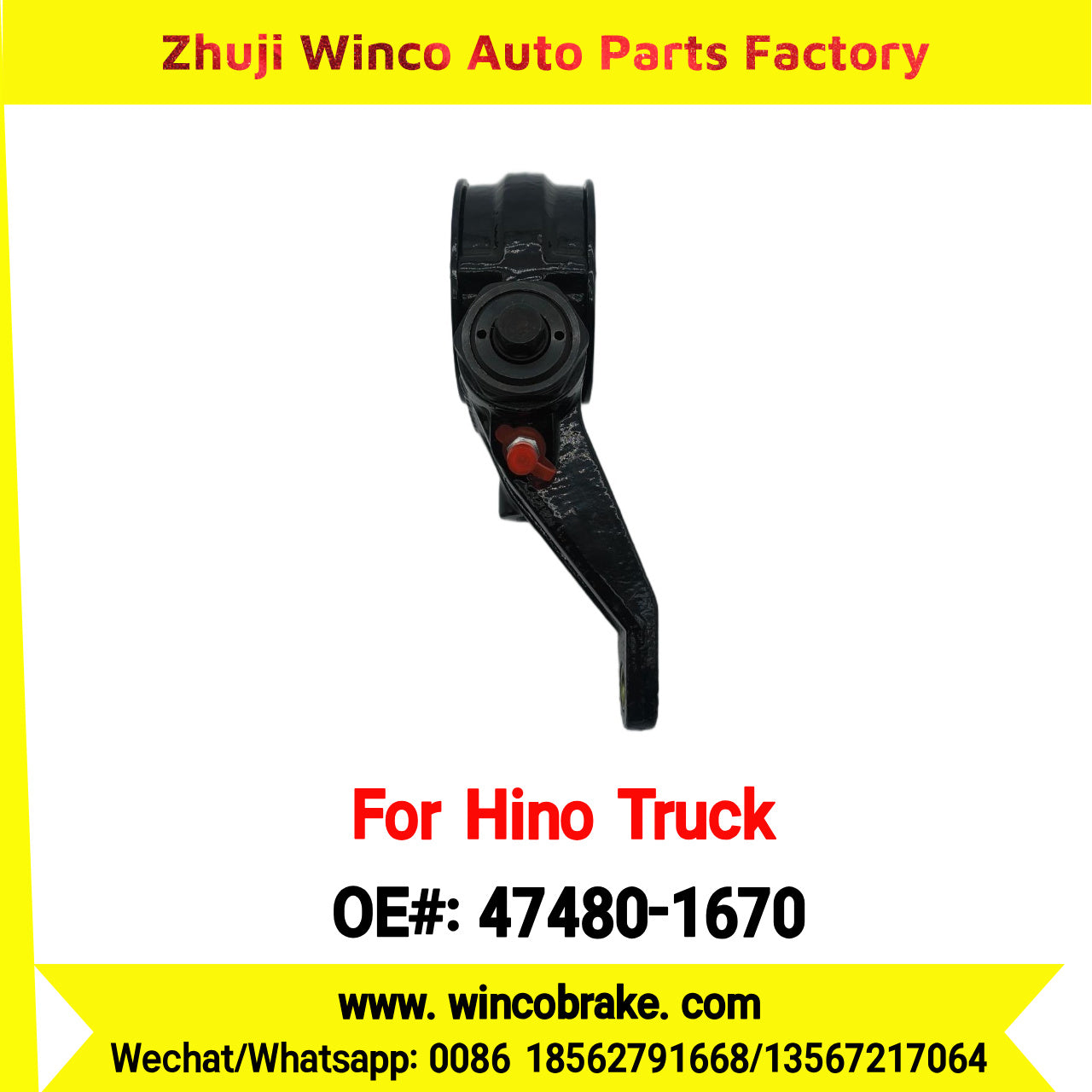 Winco OEM 47480-1670 Manual Slack Adjuster for Suit to Japanese Hino Trucks PROFIA TRUCKS LH 14 Teeth Spare Parts to Fit Trailer for Southeast Asia Market