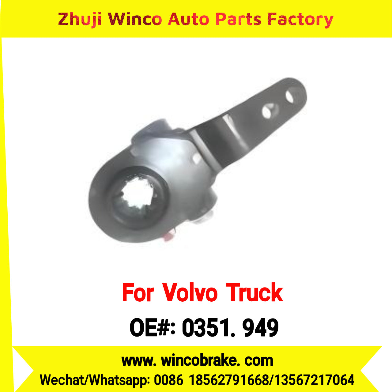 Winco OEM 0351.949 Manual Slack Adjuster TO FIT Volvo Truck RH 10 Teeth Replaces Haldex