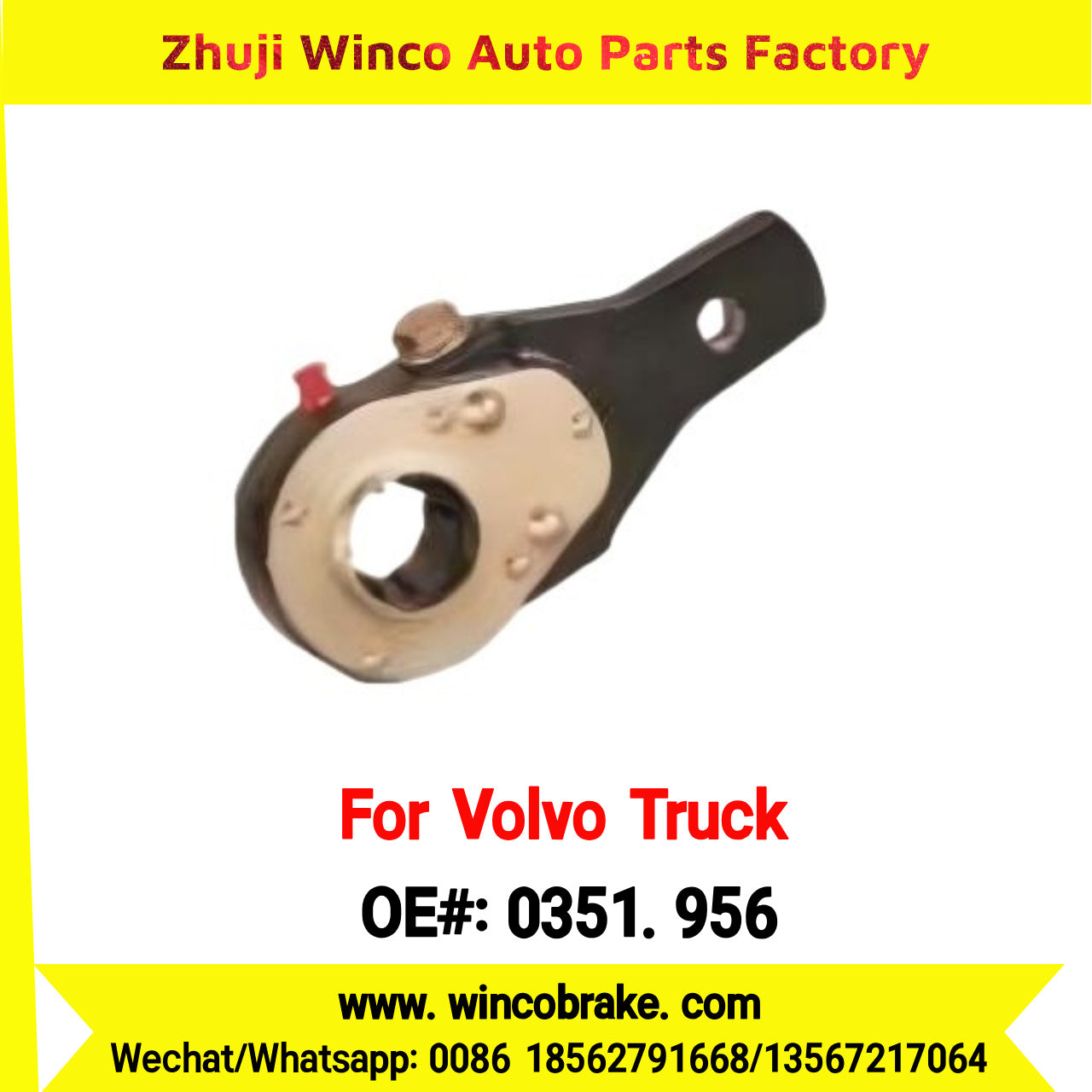 Winco OEM 0351.956 Manual Slack Adjuster TO FIT Volvo Truck Straight 10 Teeth Replaces Haldex