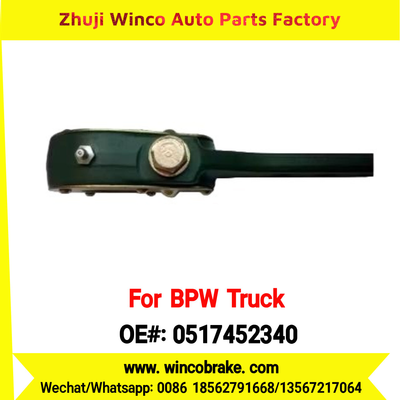 Winco OEM 0517452340 Manual Brake Slack Adjuster for BPW Truck Replace Haldex Straight 3 Holes 10 Teeth