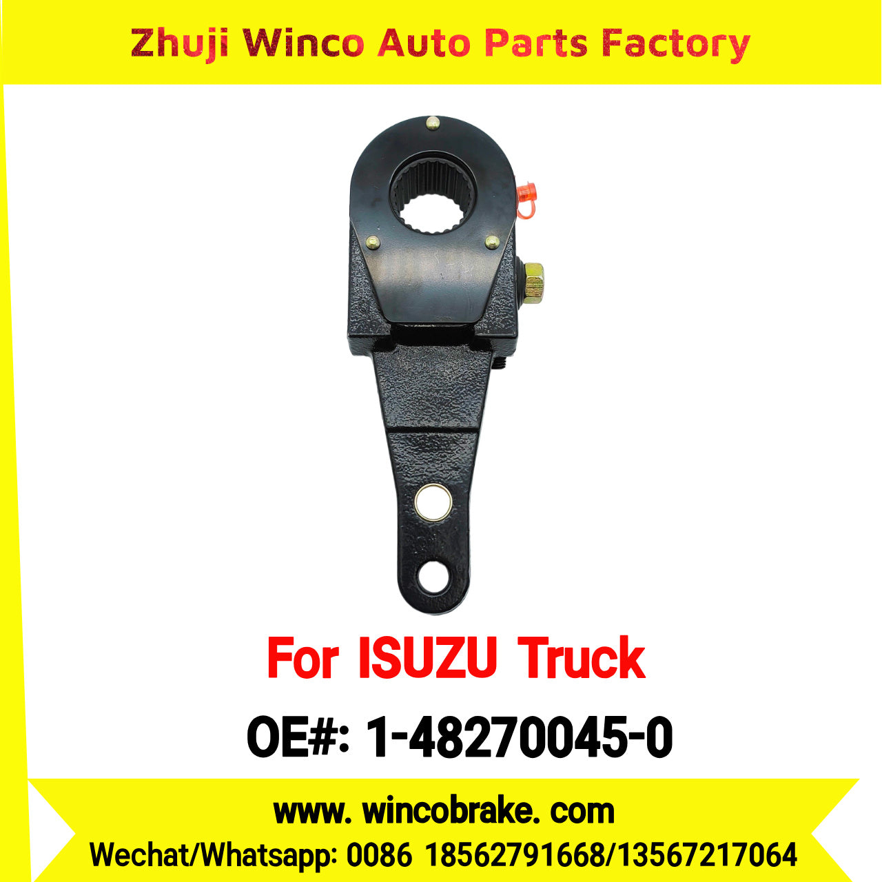 Winco OEM 1-48270045-0 Manual Slack Adjuster for Suit to Japanese ISUZU Trucks CXZ Straight 25 Teeth Spare Parts to Fit Trailer for Southeast Asia Market