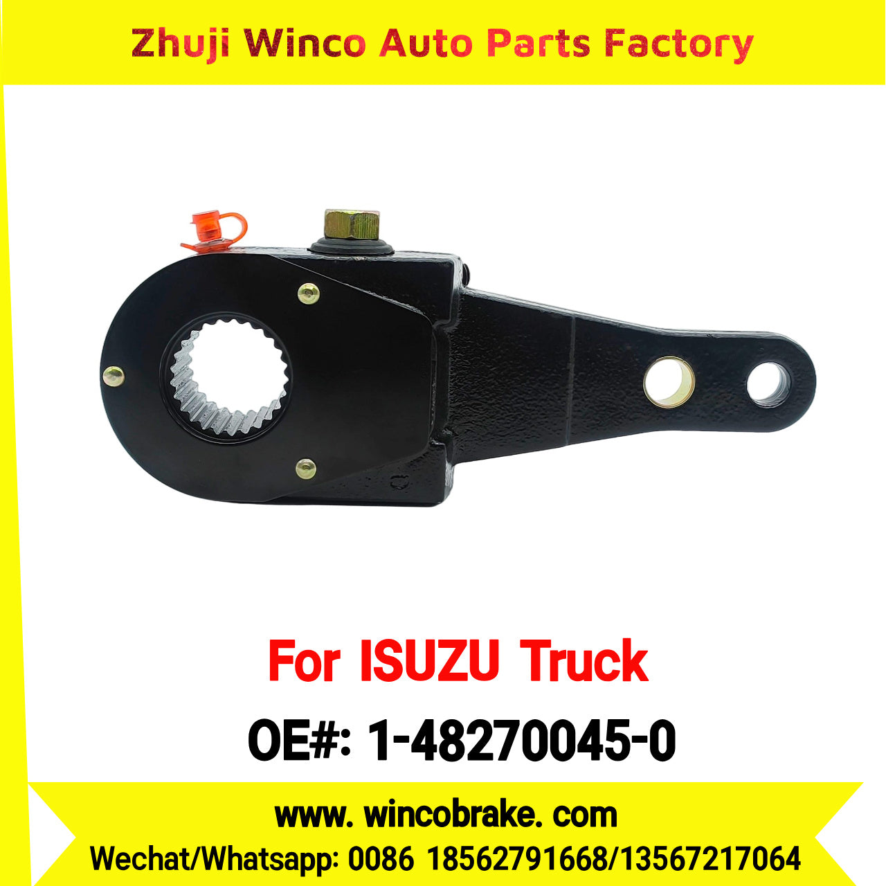 Winco OEM 1-48270045-0 Manual Slack Adjuster for Suit to Japanese ISUZU Trucks CXZ Straight 25 Teeth Spare Parts to Fit Trailer for Southeast Asia Market