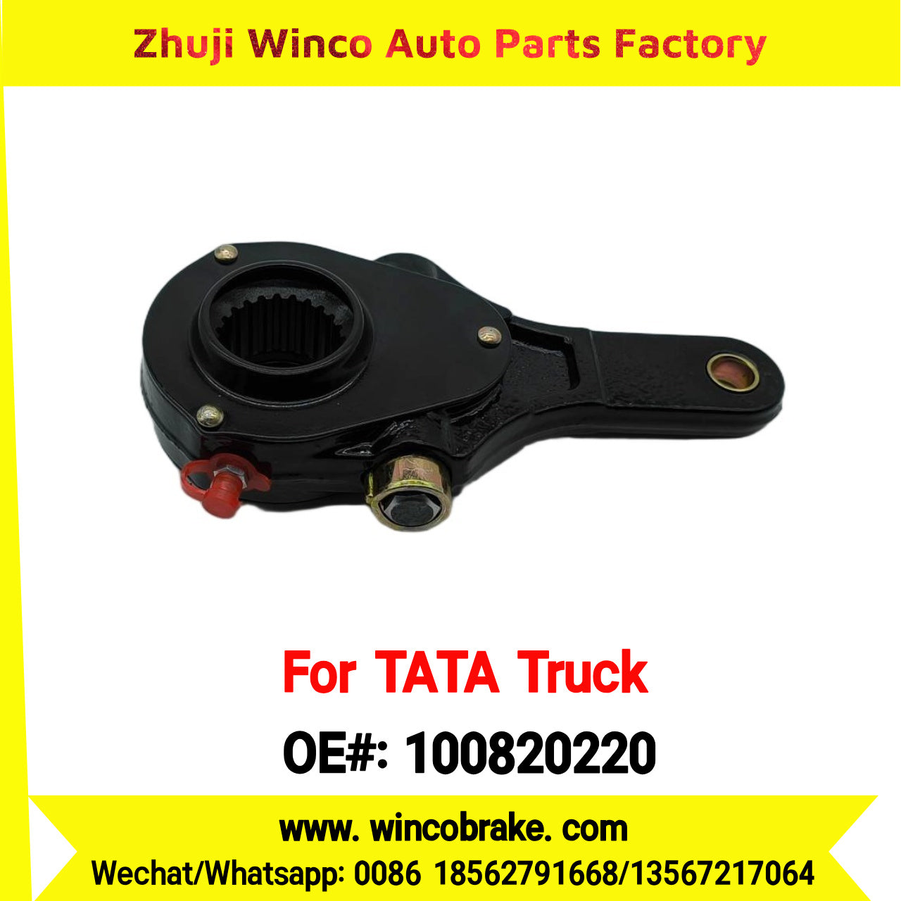 Winco OEM 100820220 Manual Slack Adjuster for India Series TATA Trucks Parts TATA MOTORS Straight 1 Hole BIG 24 TEETH New Condition Brake Assembly