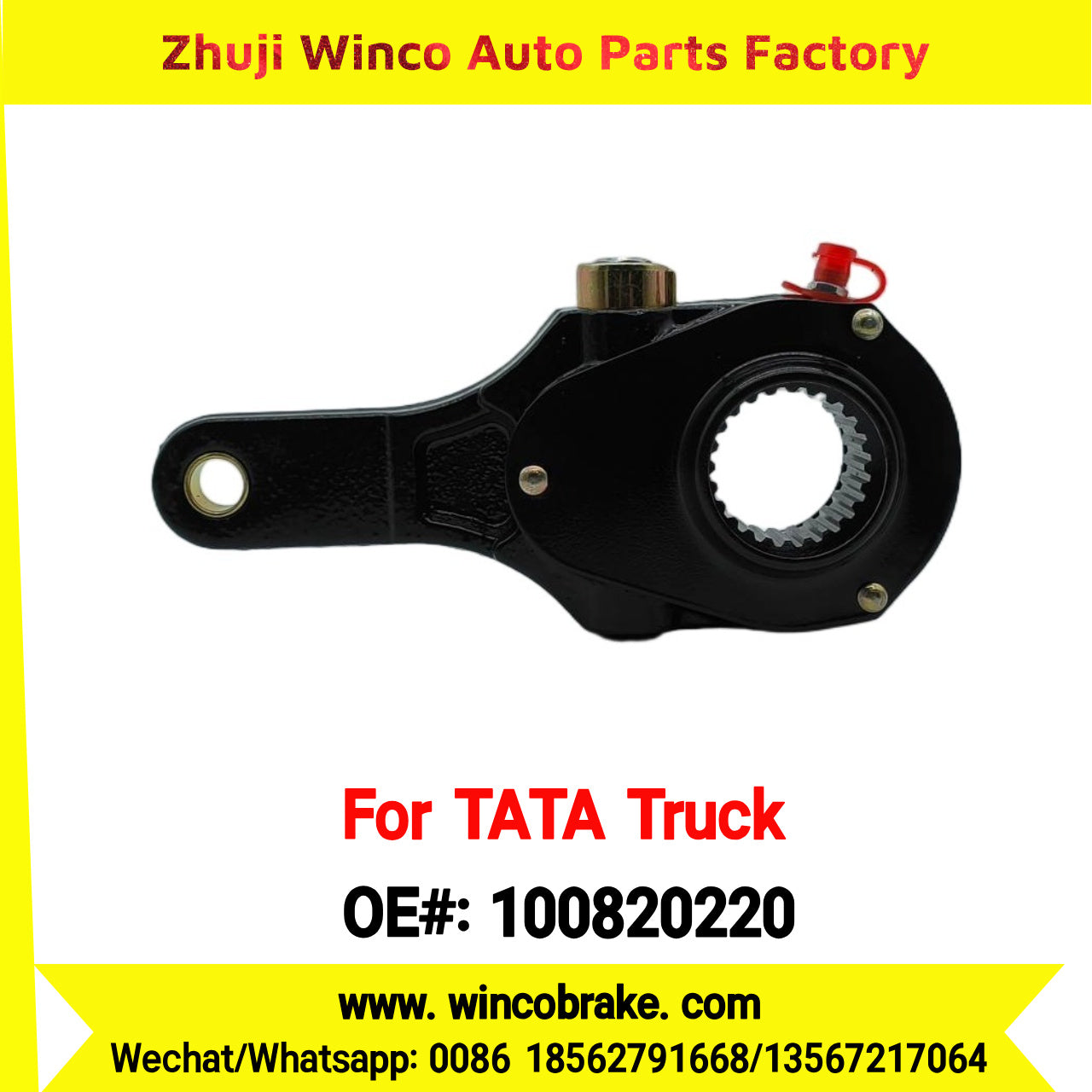 Winco OEM 100820220 Manual Slack Adjuster for India Series TATA Trucks Parts TATA MOTORS Straight 1 Hole BIG 24 TEETH New Condition Brake Assembly