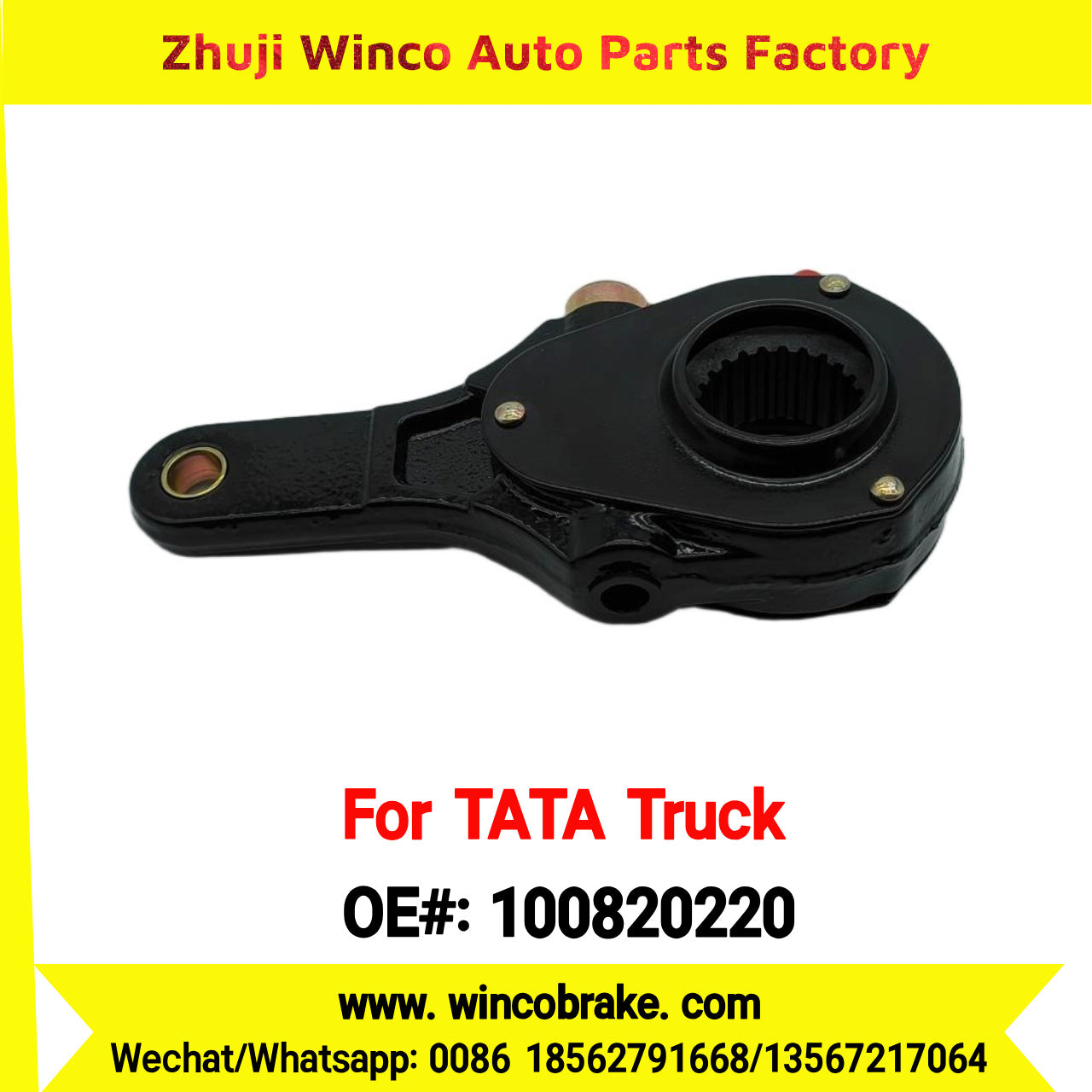 Winco OEM 100820220 Manual Slack Adjuster for India Series TATA Trucks Parts TATA MOTORS Straight 1 Hole BIG 24 TEETH New Condition Brake Assembly