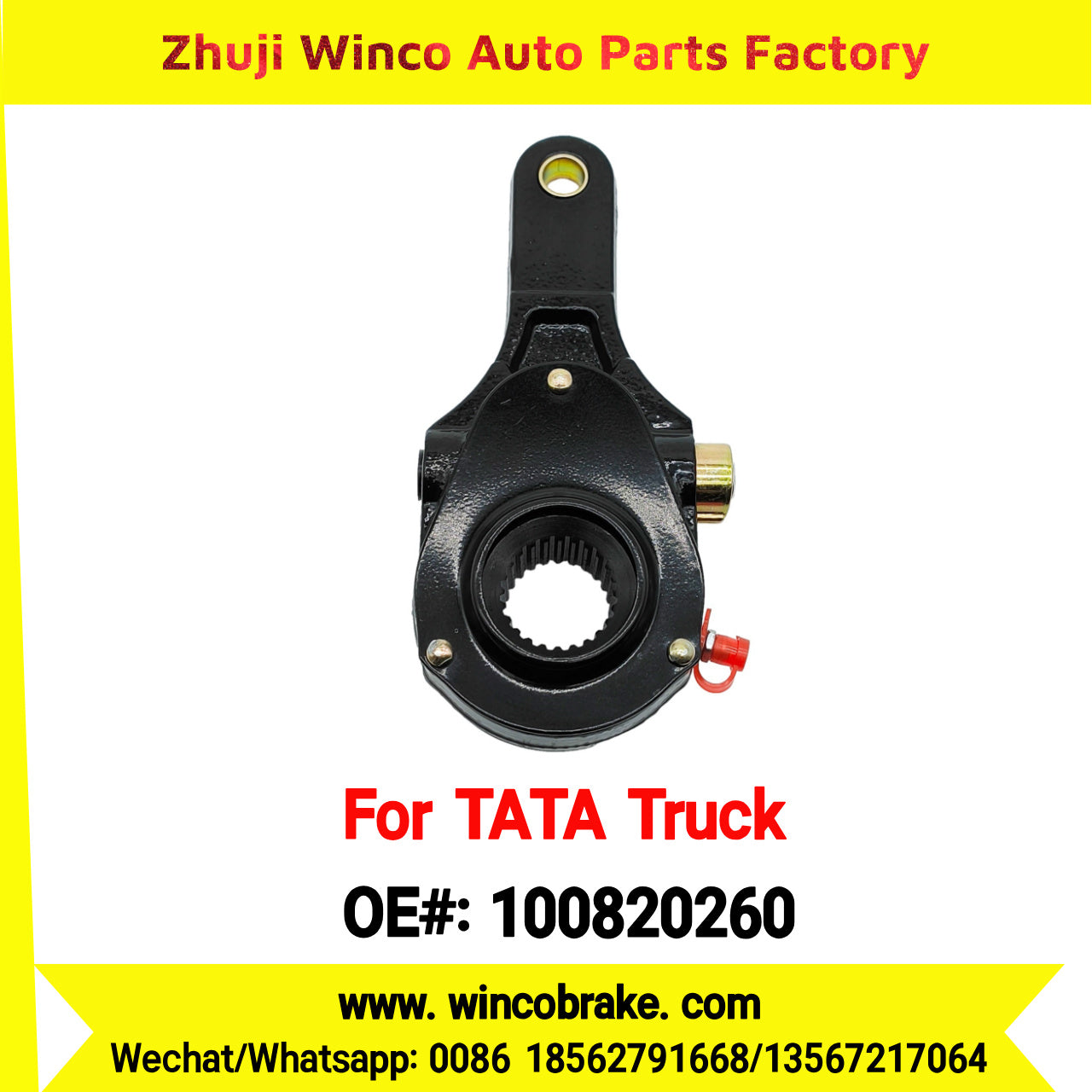 Winco OEM 100820260 WABCO Manual Slack Adjuster for India Series TATA Trucks Parts TATA MOTORS Straight 1 Hole 24 TEETH Small New Condition Brake Assembly