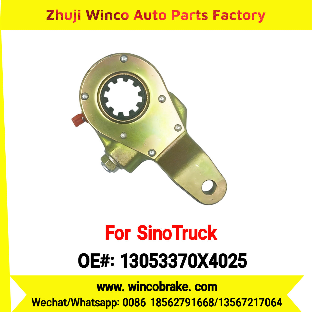 Winco OEM 13053370X4025 Manual Slack Adjuster for Suit to China Sinotruk Truck Howo Front LH 10 Teeth SPARE PARTS