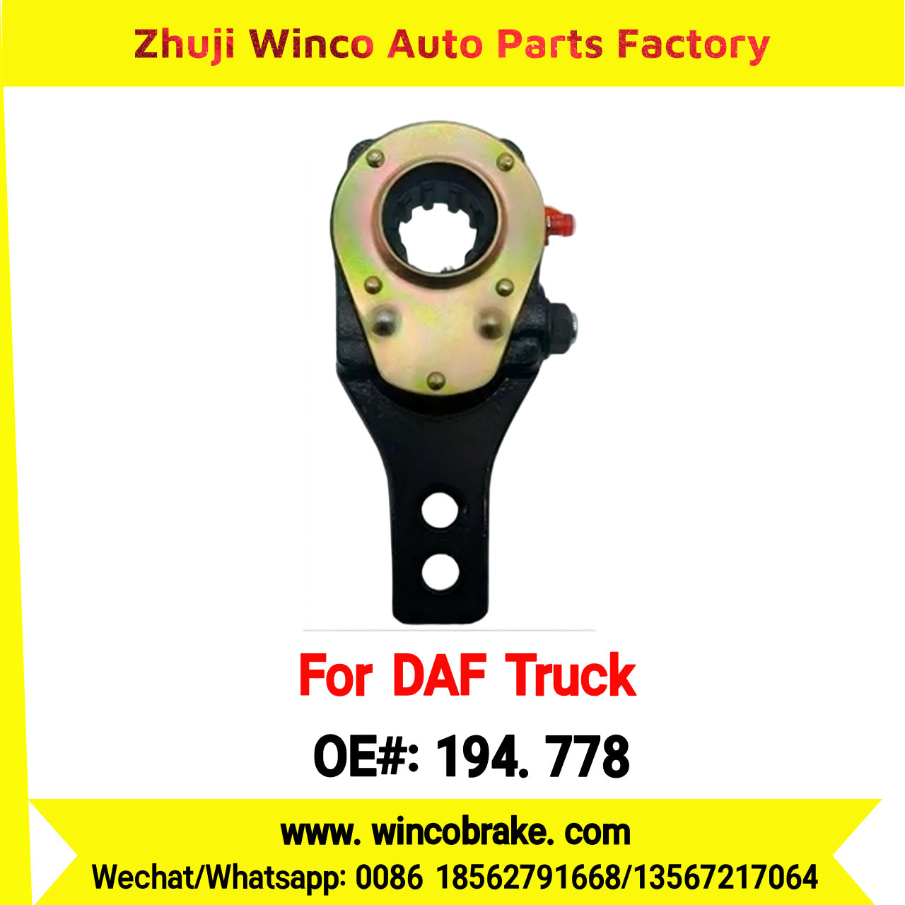 Winco OEM 194.778 Manual Slack Adjuster TO FIT DAF Truck Straight Spline 10 Teeth Replaces Haldex