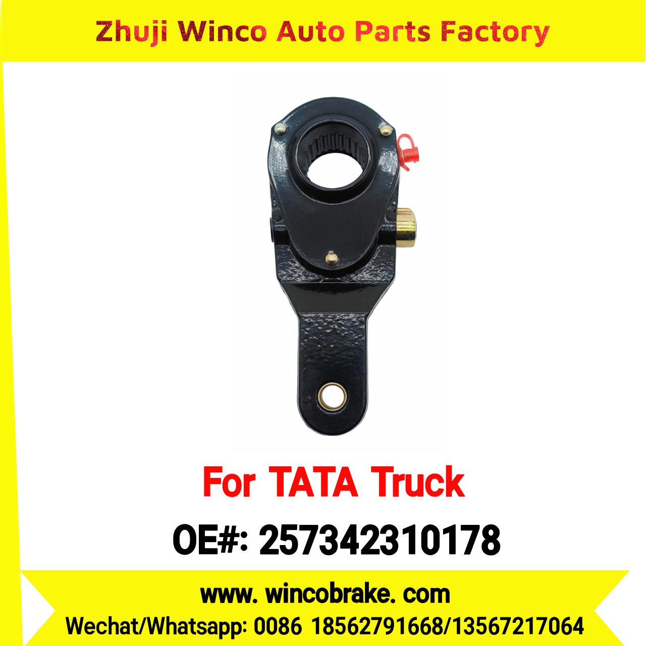 Winco OEM 257342310178 Manual Slack Adjuster for India Series TATA Trucks Parts TATA MOTORS Rear Right 1 Hole 24 TEETH MEI MSA 18-02 New Condition Brake Assembly
