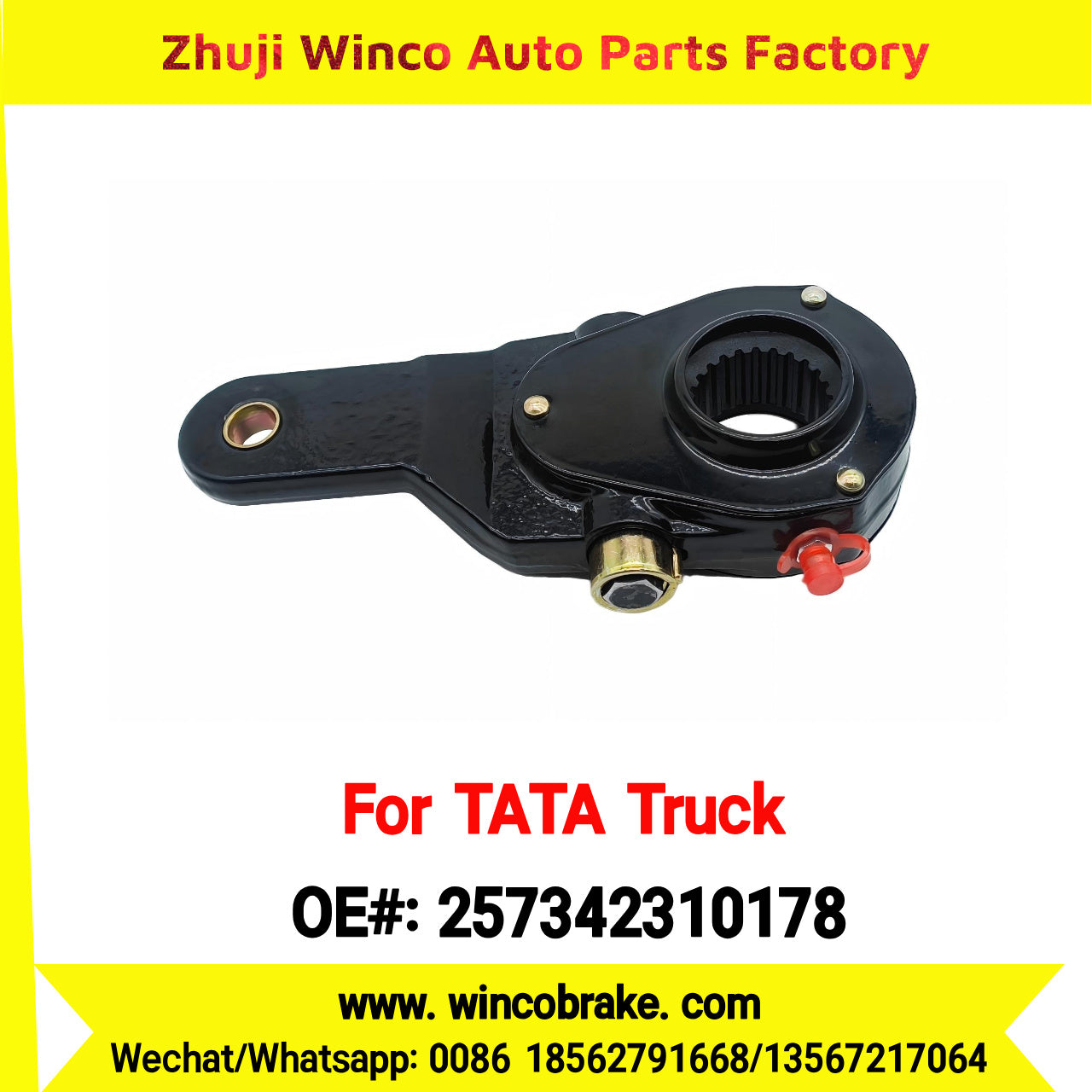 Winco OEM 257342310178 Manual Slack Adjuster for India Series TATA Trucks Parts TATA MOTORS Rear Right 1 Hole 24 TEETH MEI MSA 18-02 New Condition Brake Assembly