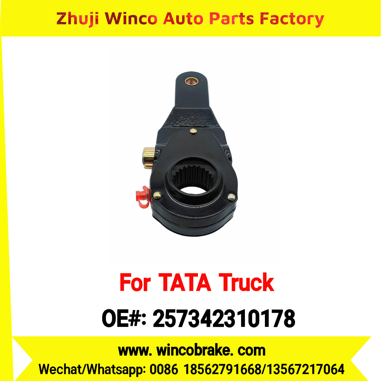 Winco OEM 257342310178 Manual Slack Adjuster for India Series TATA Trucks Parts TATA MOTORS Rear Right 1 Hole 24 TEETH MEI MSA 18-02 New Condition Brake Assembly
