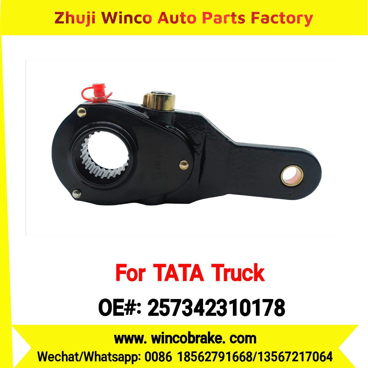 Winco OEM 257342310178 Manual Slack Adjuster for India Series TATA Trucks Parts TATA MOTORS Rear Right 1 Hole 24 TEETH MEI MSA 18-02 New Condition Brake Assembly