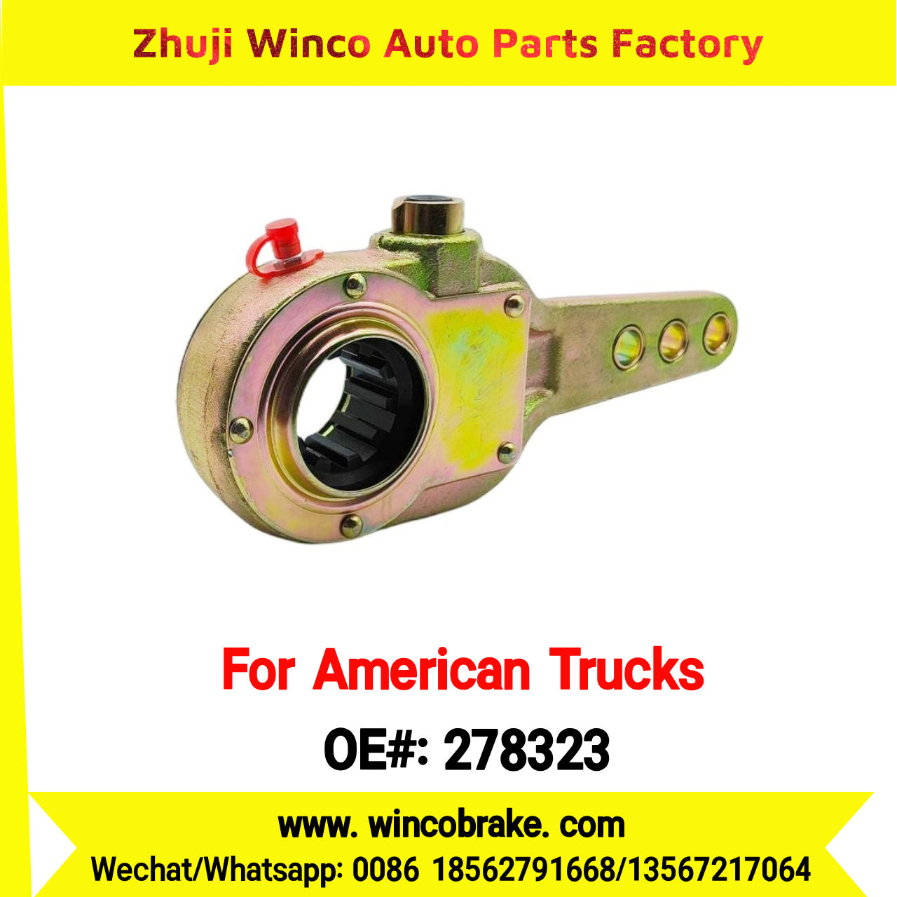 Winco OEM 278323 Manual Brake Slack Adjuster MERITOR AXLE Truck Trailer Straight 10 Spline Brake Systems Accessory American Trucks Type To Replace Haldex KN47001