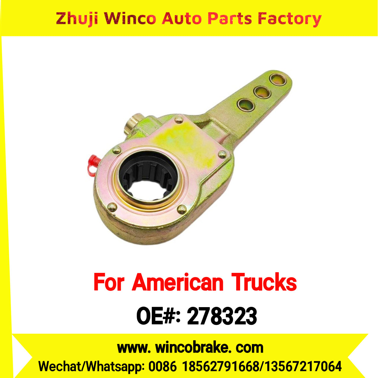 Winco OEM 278323 Manual Brake Slack Adjuster MERITOR AXLE Truck Trailer Straight 10 Spline Brake Systems Accessory American Trucks Type To Replace Haldex KN47001