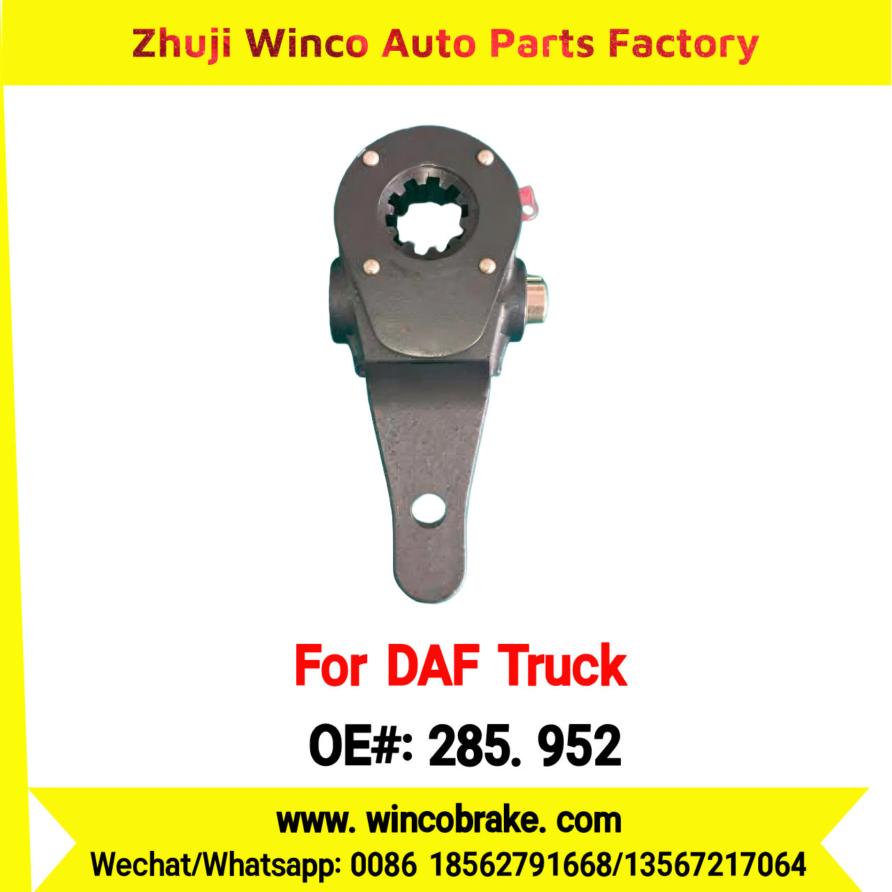 Winco OEM 285.952 Manual Slack Adjuster TO FIT DAF Truck RH Spline 10 Teeth Replaces Haldex