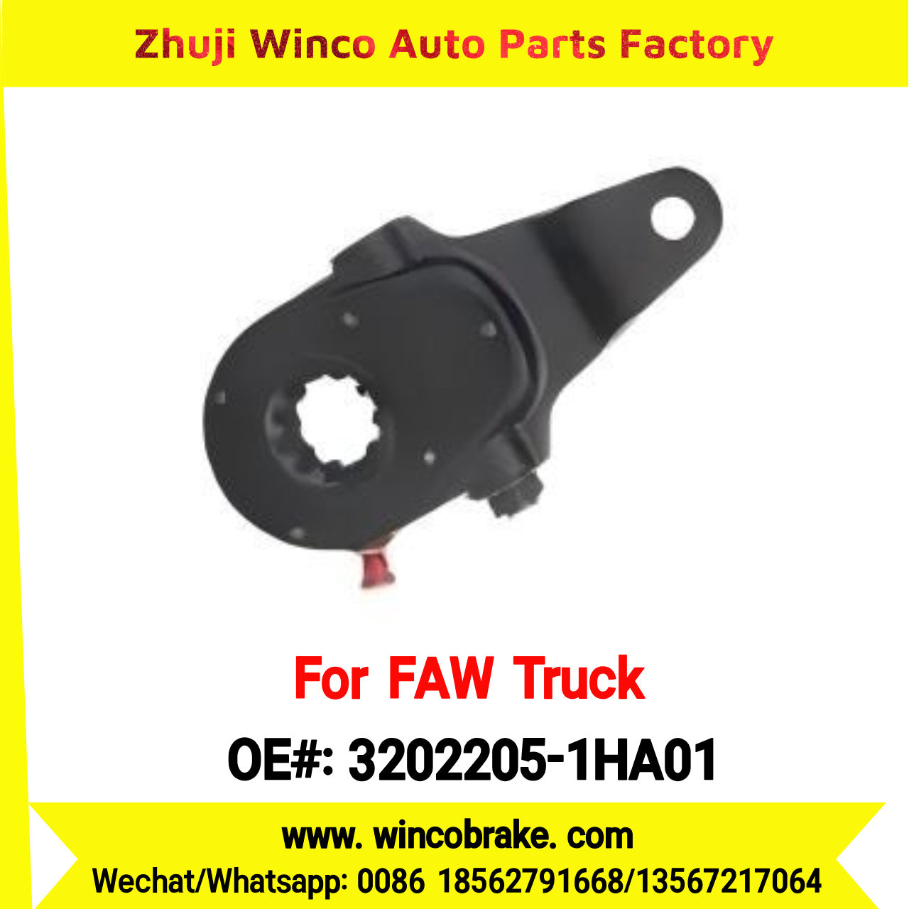Winco OEM 3202205-1HA01 Manual Slack Adjuster for Suit to China FAW Trucks FAW Jiupingchai Series RH 10 Teeth Brake Systems