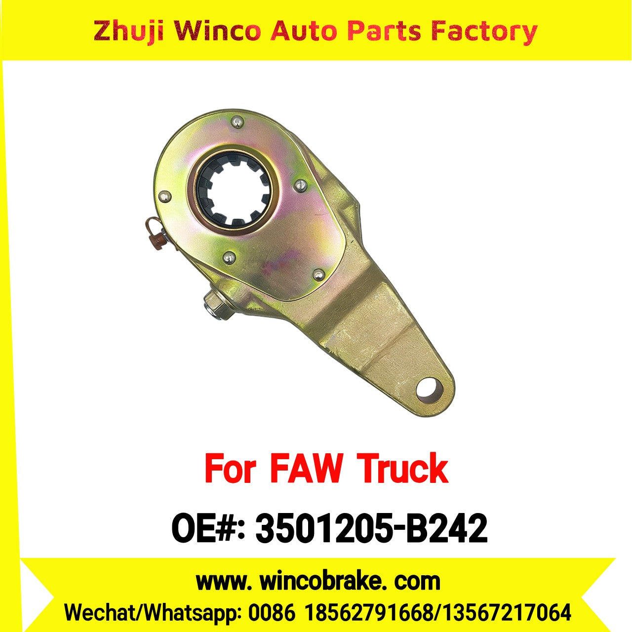 Winco OEM 3501205-B242 Manual Slack Adjuster for Suit to China FAW Trucks FAW Aowei Series Front Left 10 Teeth Brake Systems