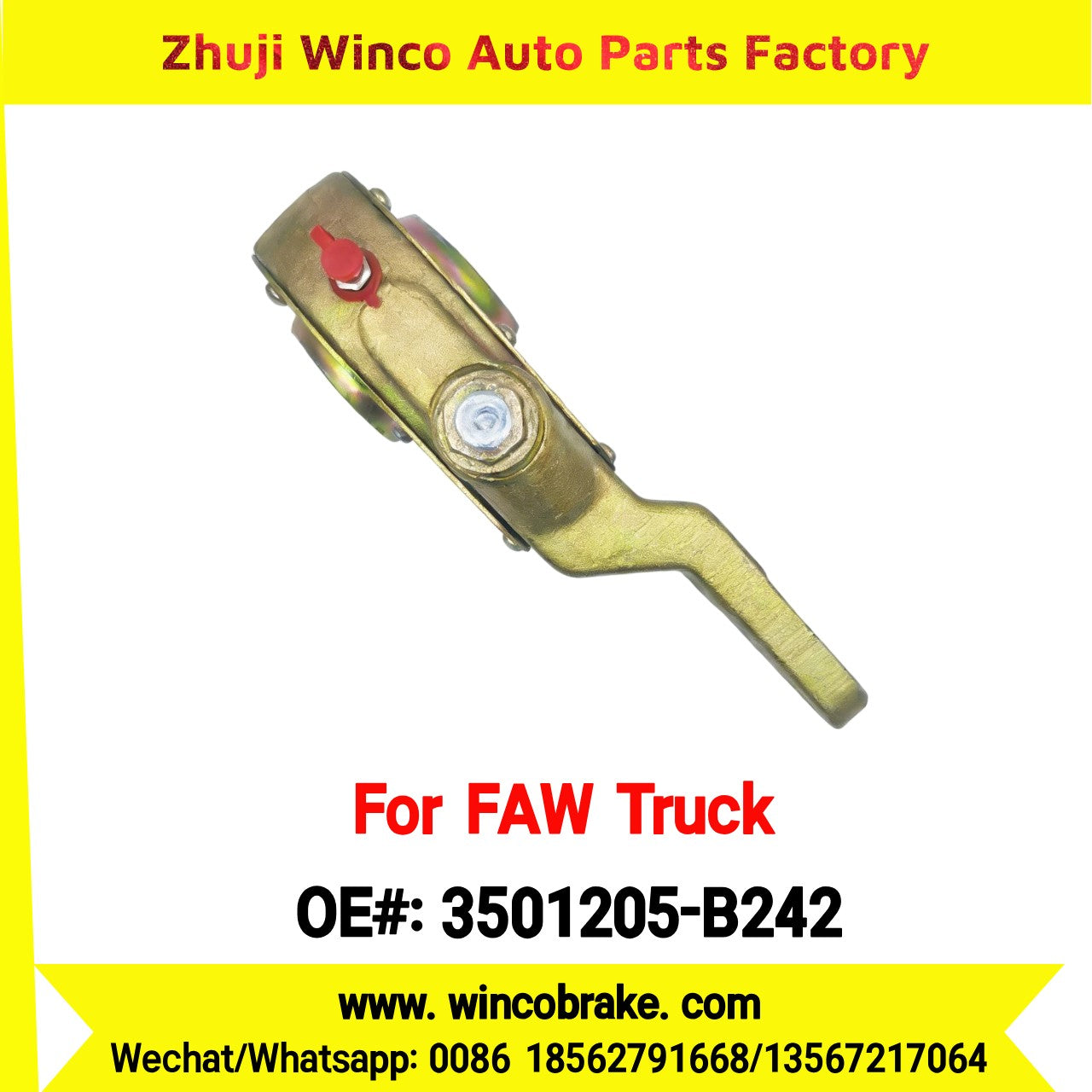 Winco OEM 3501205-B242 Manual Slack Adjuster for Suit to China FAW Trucks FAW Aowei Series Front Left 10 Teeth Brake Systems