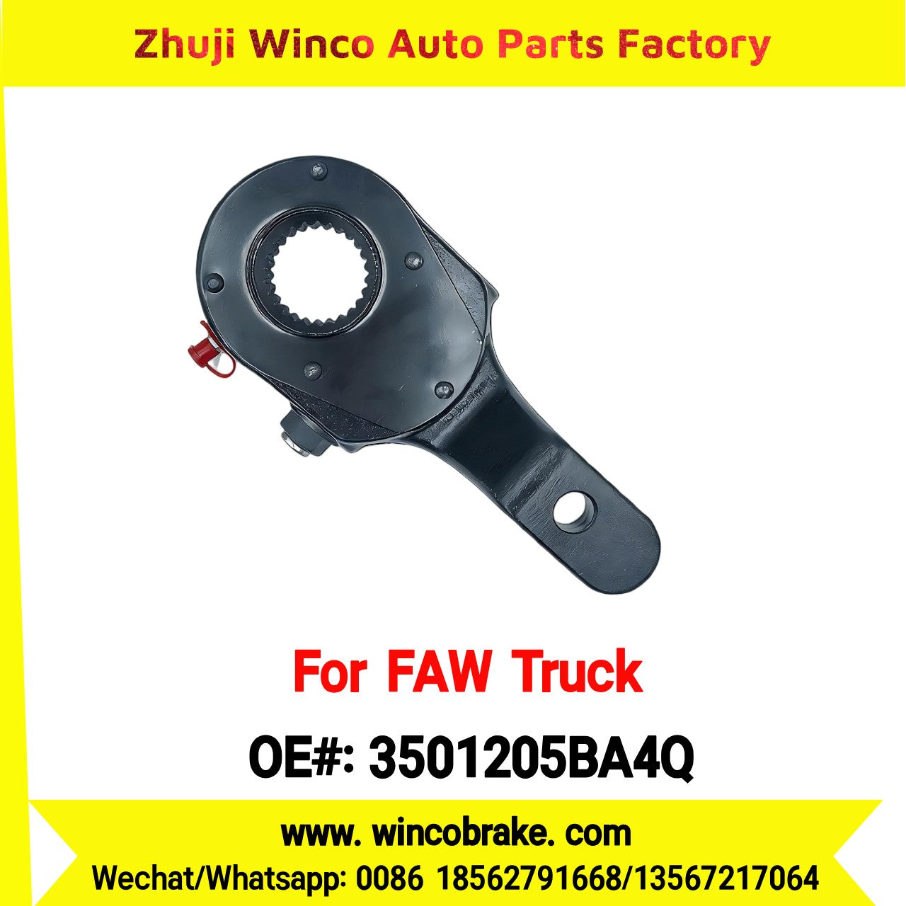 Winco OEM 3501205BA4Q Manual Slack Adjuster for Suit to China FAW Trucks FAW BA4Q Series Left 25 Teeth Brake Systems