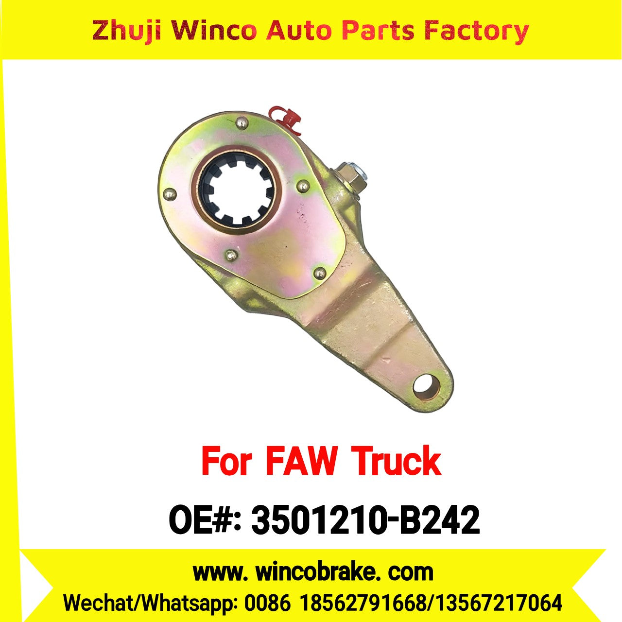 Winco OEM 3501210-B242 Manual Slack Adjuster for Suit to China FAW Trucks FAW Aowei Series Front Right 10 Teeth Brake Systems