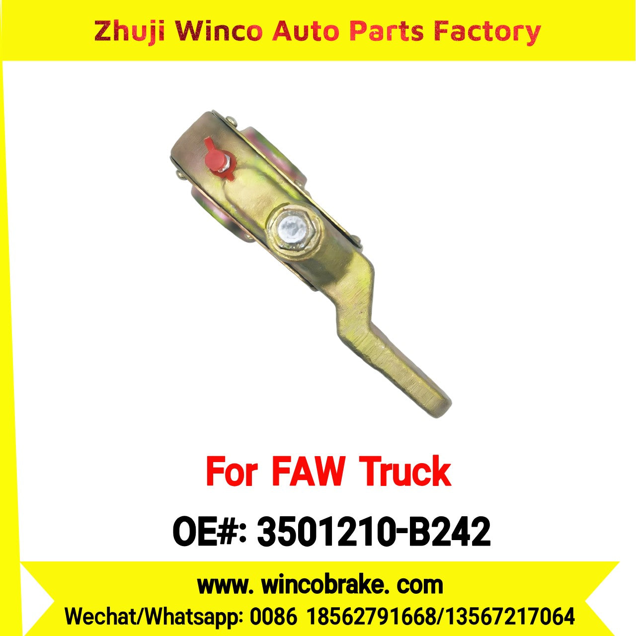Winco OEM 3501210-B242 Manual Slack Adjuster for Suit to China FAW Trucks FAW Aowei Series Front Right 10 Teeth Brake Systems