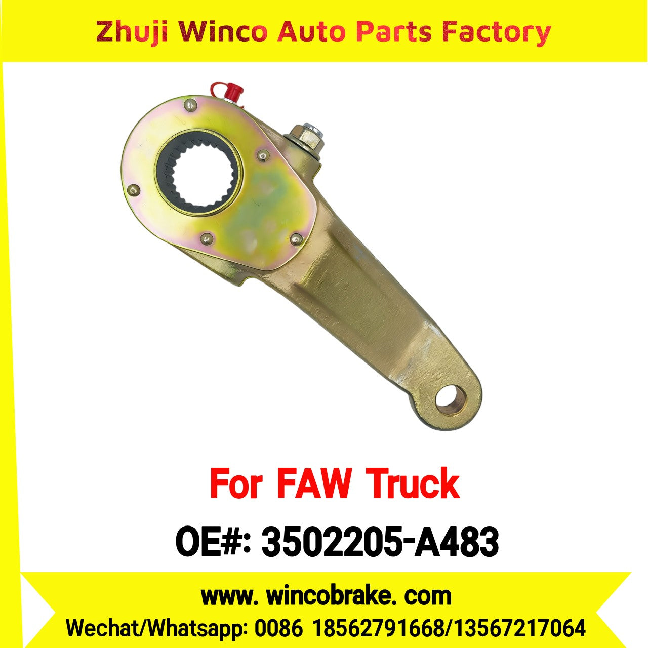 Winco OEM 3502205-A483 Manual Slack Adjuster for Suit to China FAW Trucks FAW Xindawei Series LH 25 Teeth Brake Systems