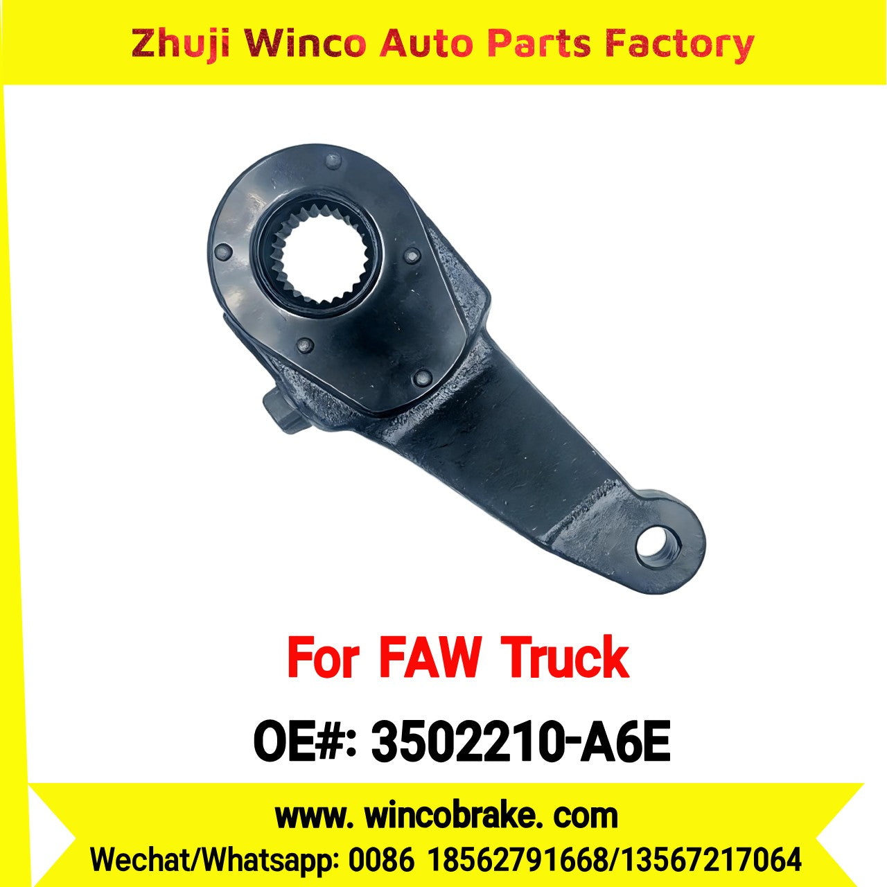 Winco OEM 3502210-A6E Manual Slack Adjuster for Suit to China FAW Trucks FAW A6E Series Right 25 Teeth Brake Systems