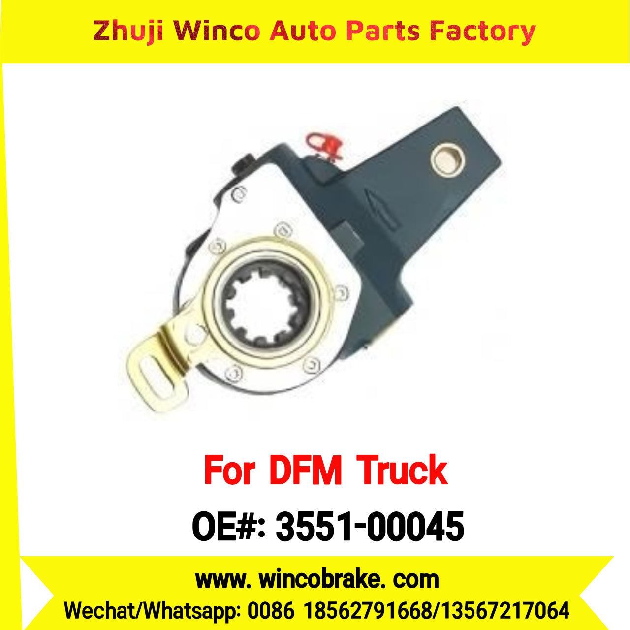 Winco OEM 3551-00045 Automatic Slack Adjuster for Suit to Chinese DONGFENG DFM 140 Truck Front Straight Rear LH / RH 10 teeth