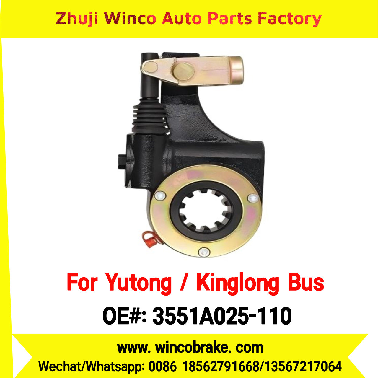 Winco OEM 3551A025-110 Automatic Slack Adjuster for Suit to China Yutong Kinglong Bus Brake Parts RH 10 Teeth