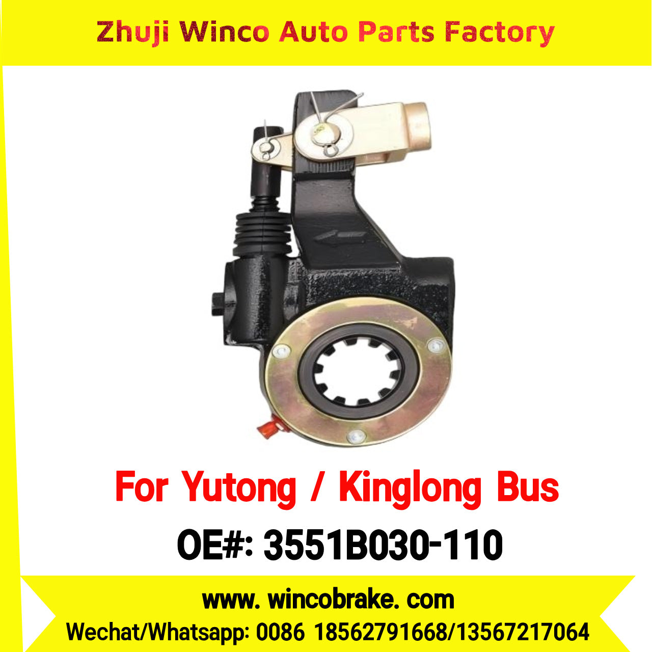 Winco OEM 3551B030-110 Automatic Slack Adjuster for Suit to China Yutong Kinglong Bus Brake Parts RH 14 Teeth