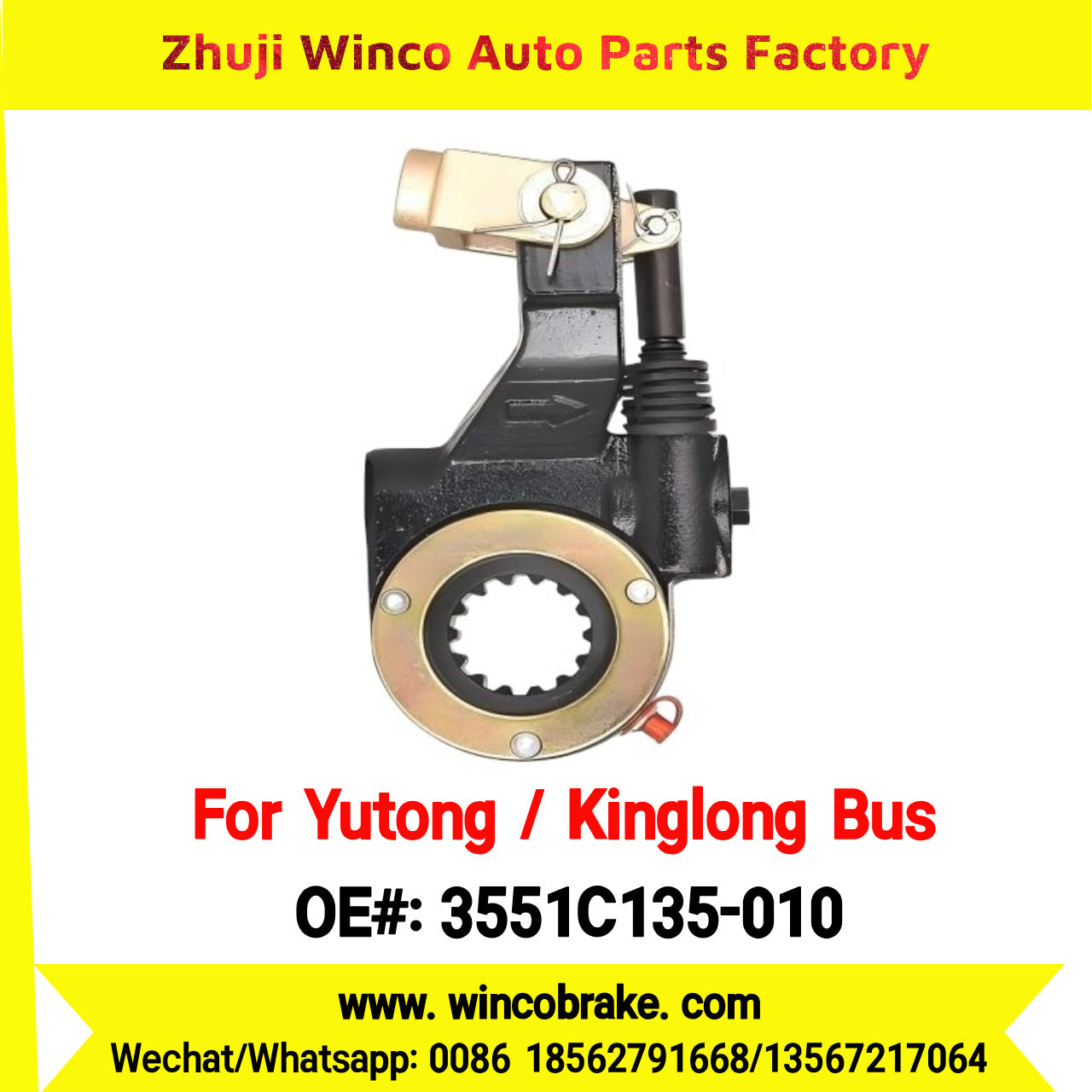 Winco OEM 3551C135-010 Automatic Slack Adjuster for Suit to China Yutong Kinglong Bus Brake Parts LH 14 Teeth