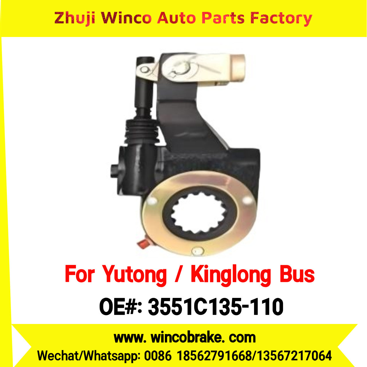 Winco OEM 3551C135-110 Automatic Slack Adjuster for Suit to China Yutong Kinglong Bus Brake Parts RH 14 Teeth
