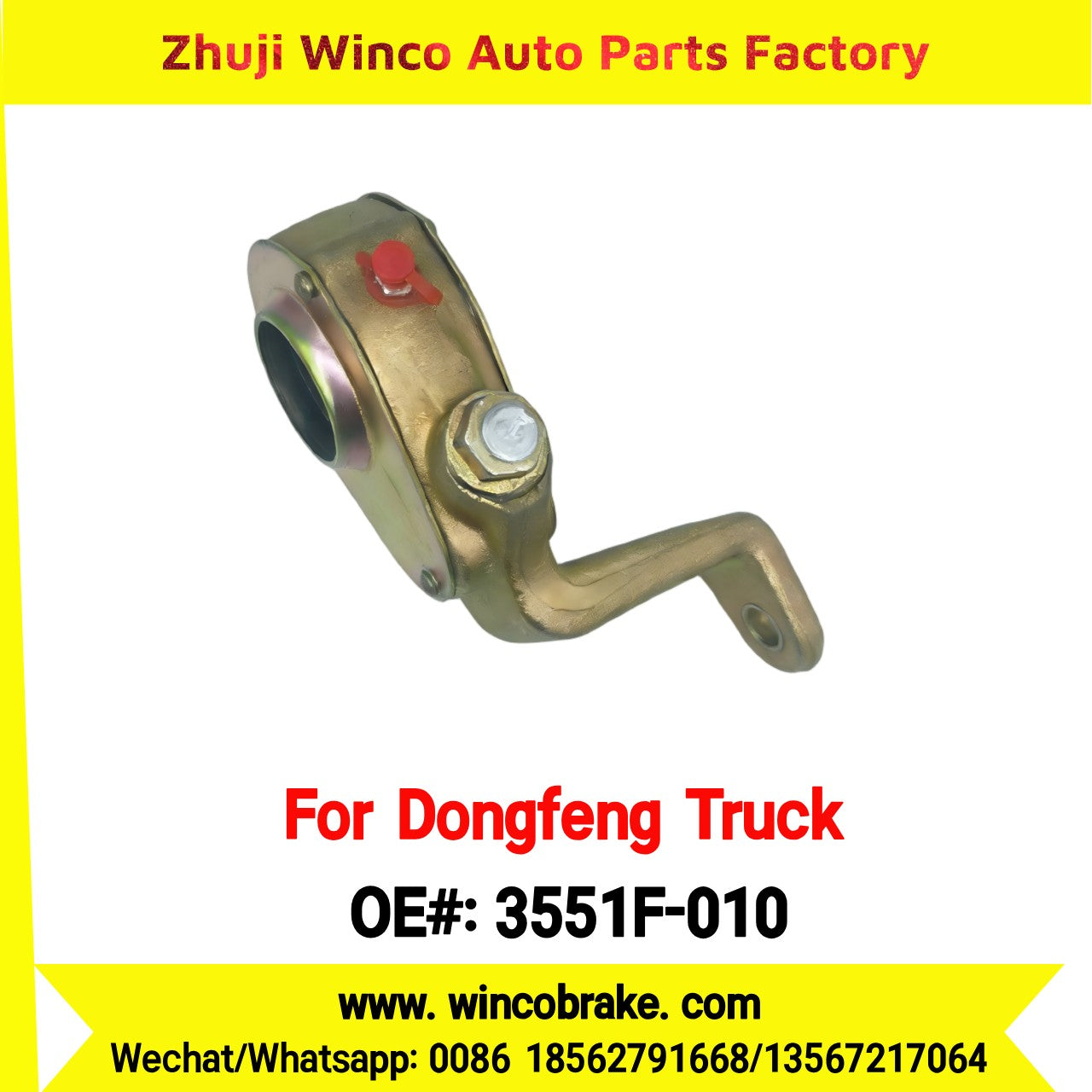 Winco OEM 3551F-010 Manual Slack Adjuster for Suit to China Dongfeng Truck 1094 Brake Parts Front Left 10 Teeth