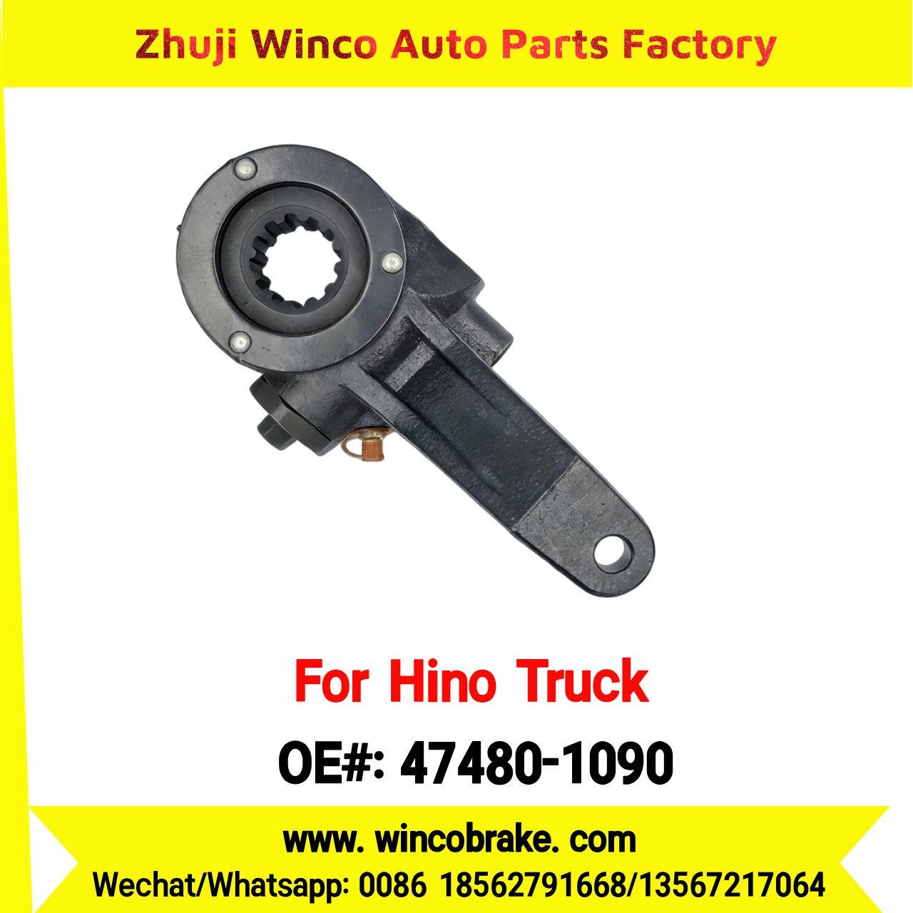 Winco OEM 47480-1090 Manual Slack Adjuster for Suit to Japanese Hino Trucks EF750 12 Teeth Spare Parts to Fit Trailer for Southeast Asia Market