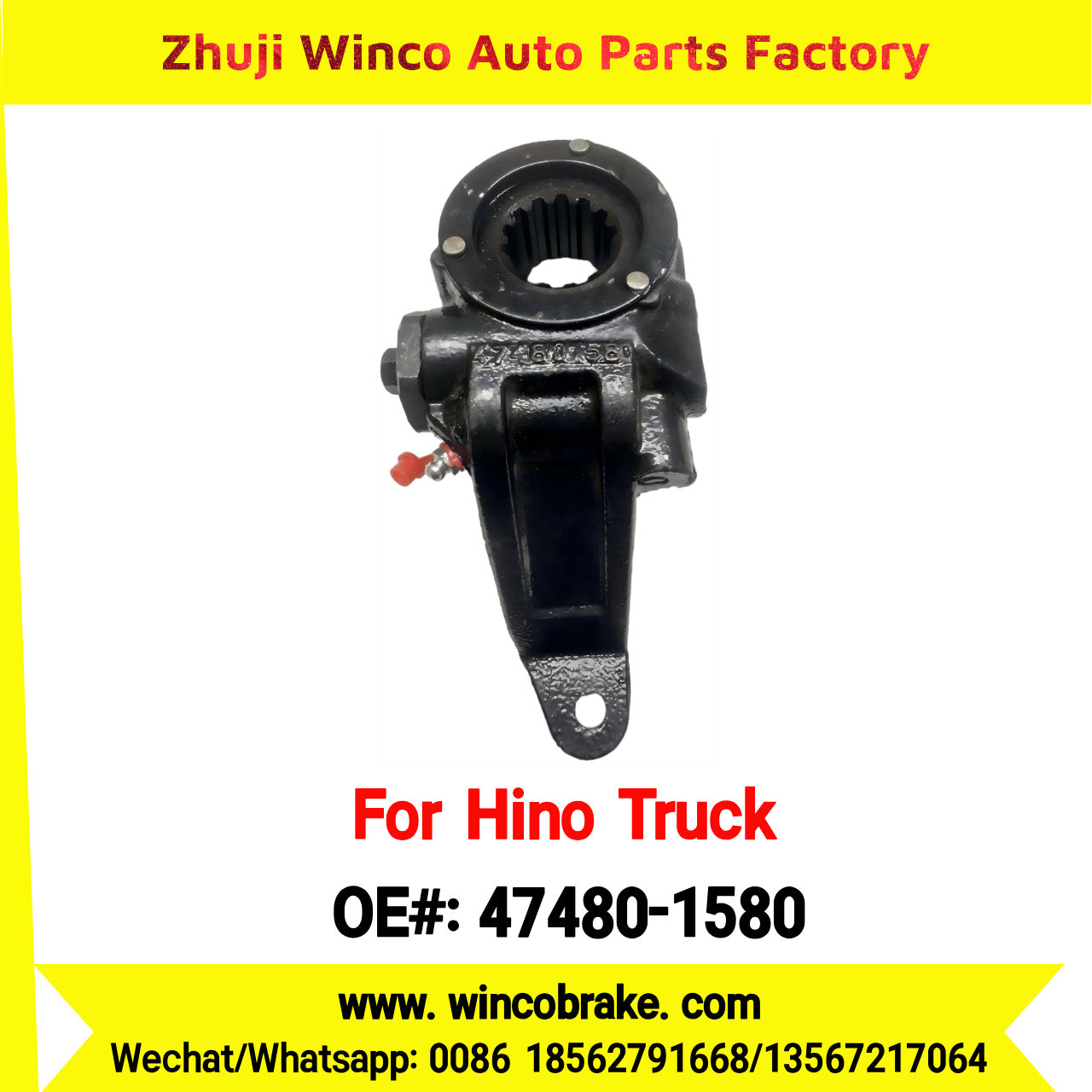 Winco OEM 47480-1580 Manual Slack Adjuster for Suit to Japanese Hino Trucks RH 14 Teeth Spare Parts to Fit Trailer for Southeast Asia Market