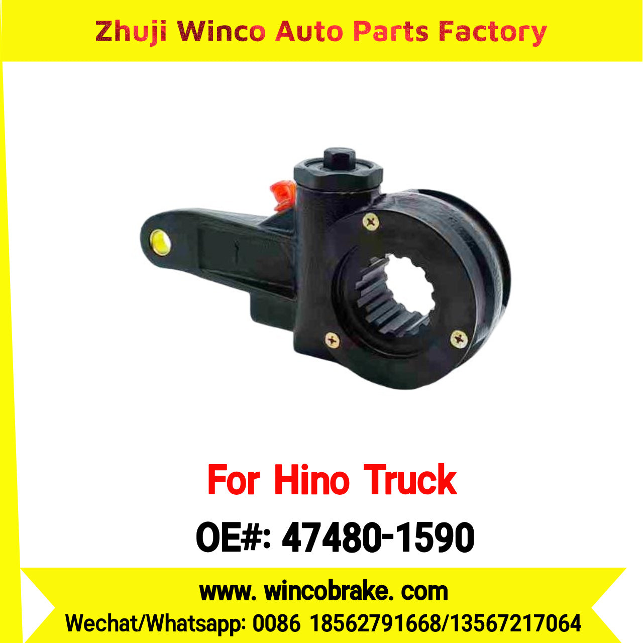 Winco OEM 47480-1590 Manual Slack Adjuster for Suit to Japanese Hino Trucks Straight 14 Teeth Spare Parts to Fit Trailer for Southeast Asia Market
