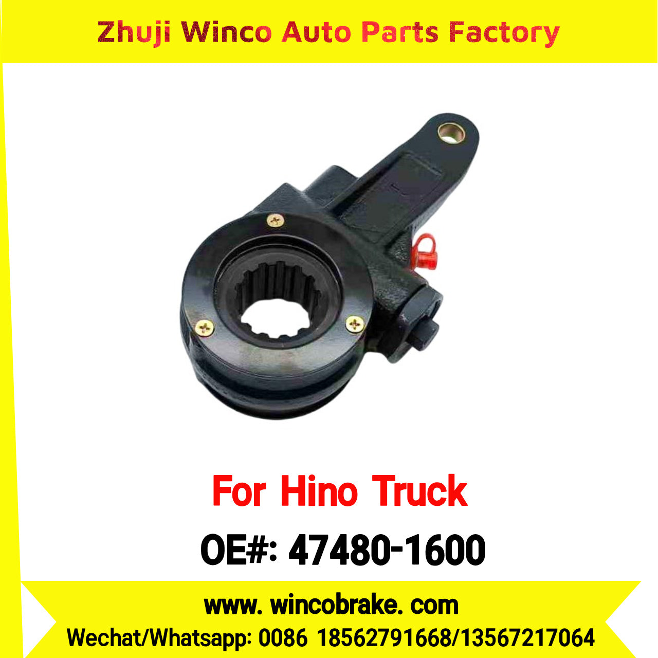 Winco OEM 47480-1600 Manual Slack Adjuster for Suit to Japanese Hino Trucks ZM TRUCKS Straight 14 Teeth Spare Parts to Fit Trailer for Southeast Asia Market