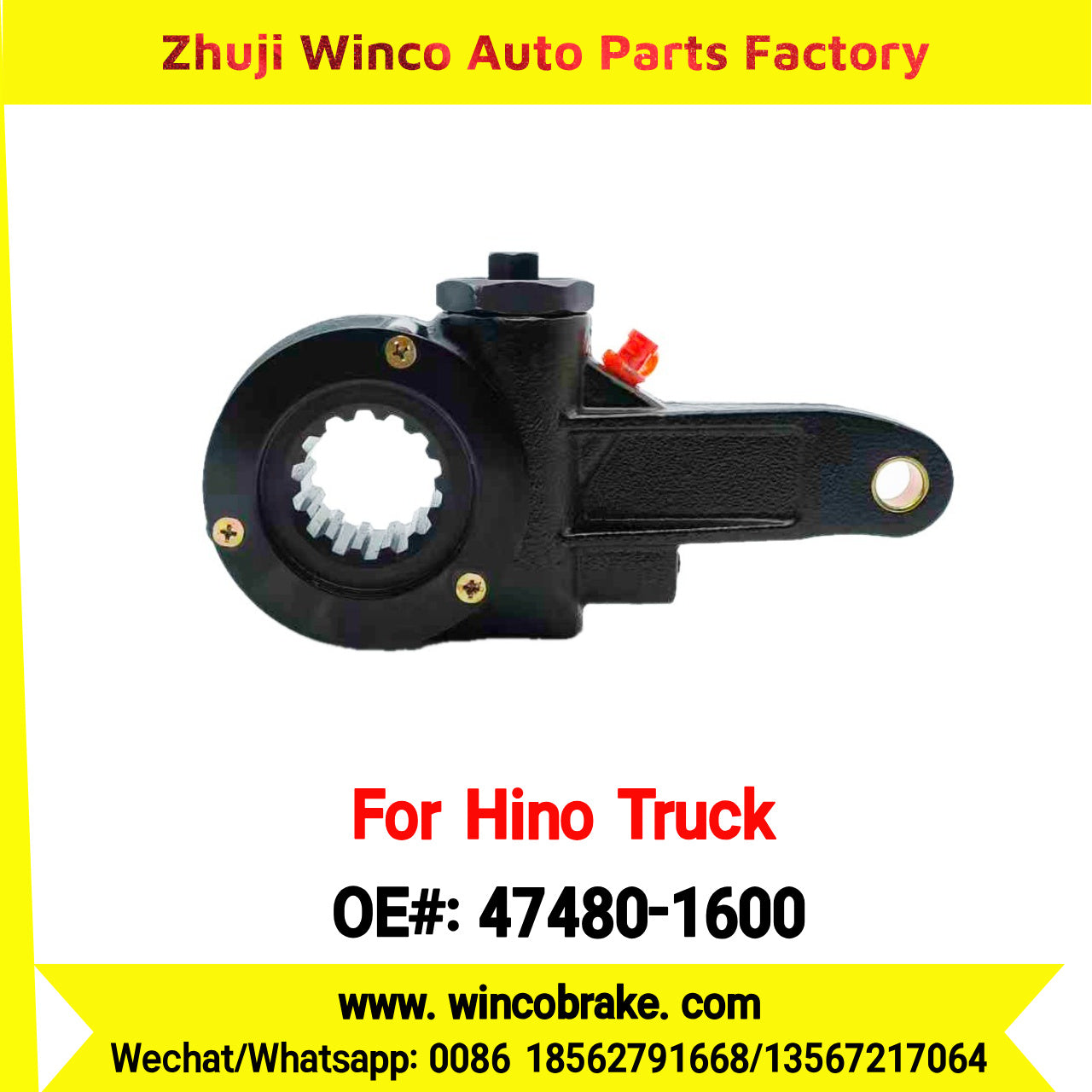 Winco OEM 47480-1600 Manual Slack Adjuster for Suit to Japanese Hino Trucks ZM TRUCKS Straight 14 Teeth Spare Parts to Fit Trailer for Southeast Asia Market