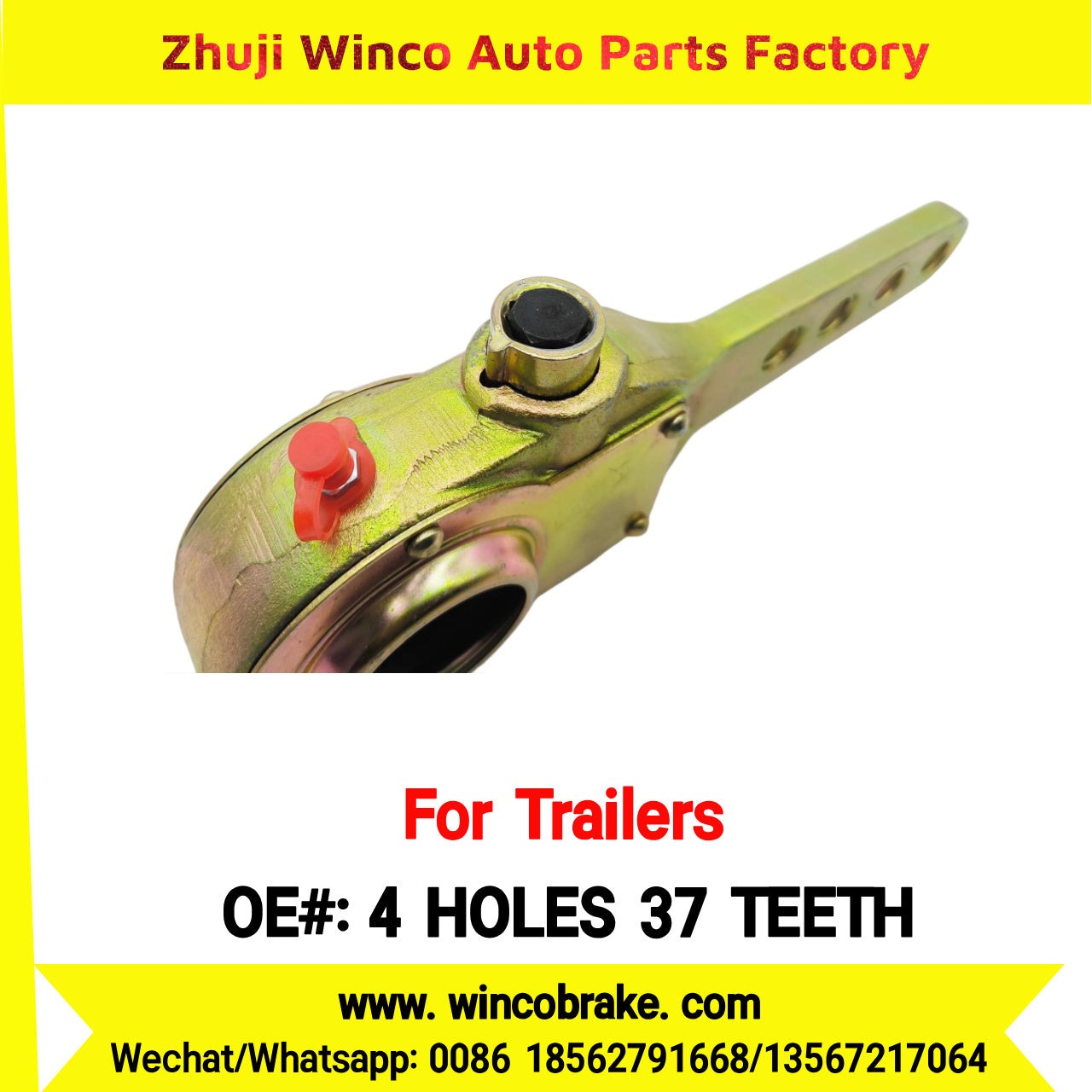 Winco OEM 4 HOLES 37 TEETH Manual Slack Adjuster for Suit to Trailer Rear Straight 37 teeth