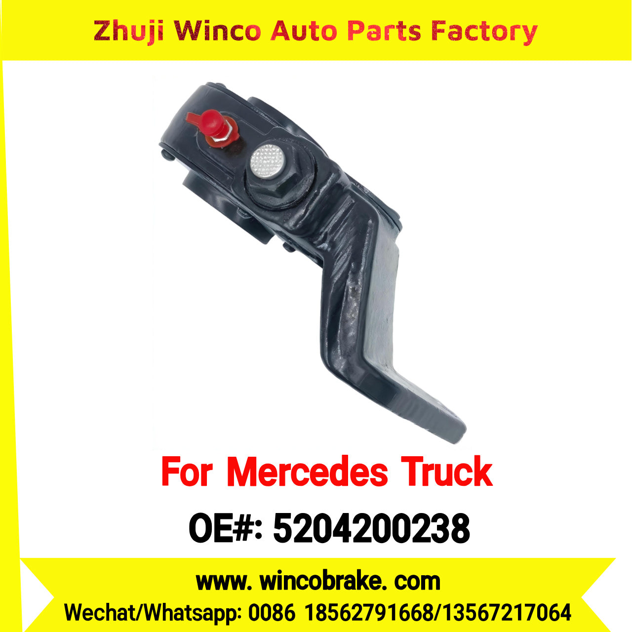 Winco OEM 5204200238 Brake Adjuster for Mercedes Benz Truck Manual Slack Adjuster Auto Parts Brake Adjusting Arm Haldex Type 1 Hole TO FIT MERCEDES Trucks 26 Teeth Replace Haldex