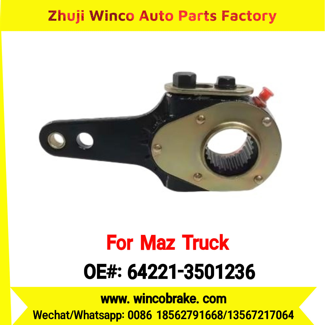 Winco OEM 64221-3501236 Manual Slack Adjuster for MAZ Trucks Replaces Russian Heavy Duty Straight 10 Teeth Big