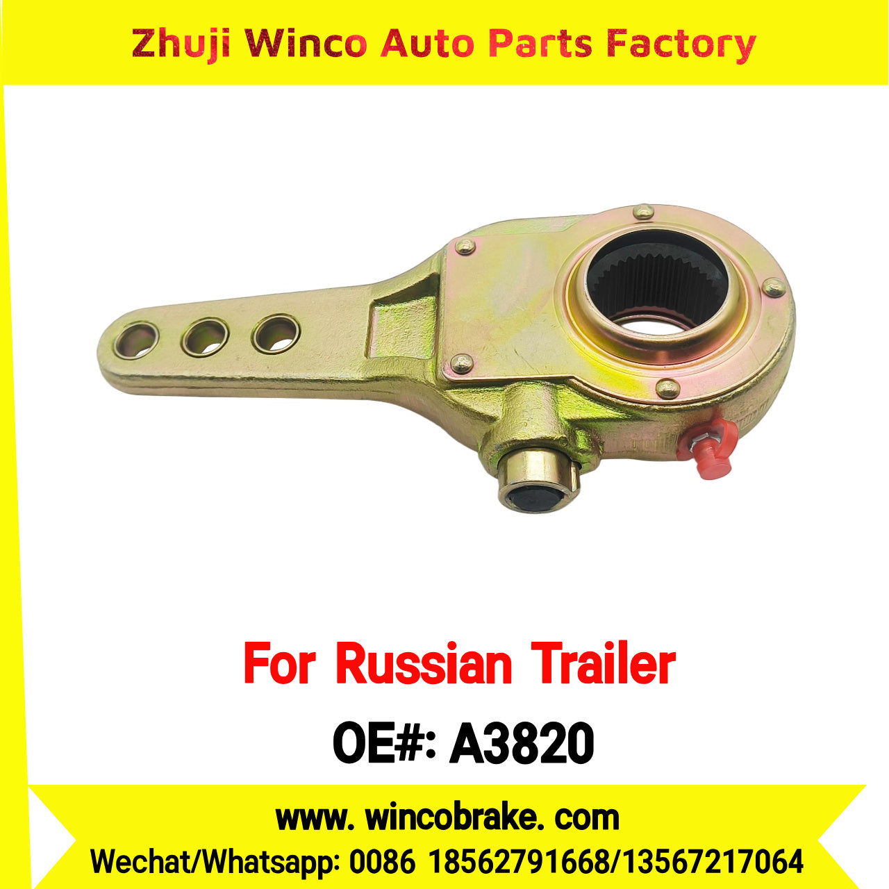 Winco OEM A3820 Manual Slack Adjuster for Russian Trailer L1 AXLE Russian Heavy Duty 37 Teeth