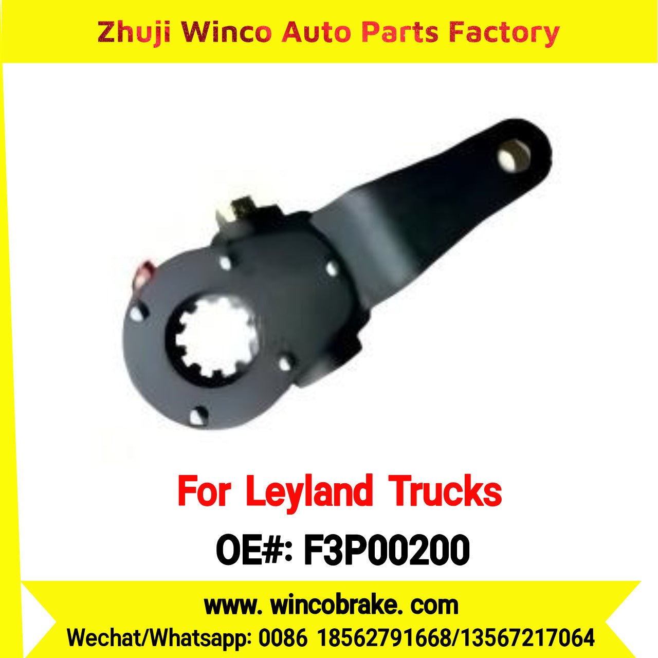 Winco OEM F3P00200 Manual Slack Adjuster for India Series Leyland Trucks Parts Rear Right 10 TEETH MEI MSA 18-151 New Condition Brake Assembly