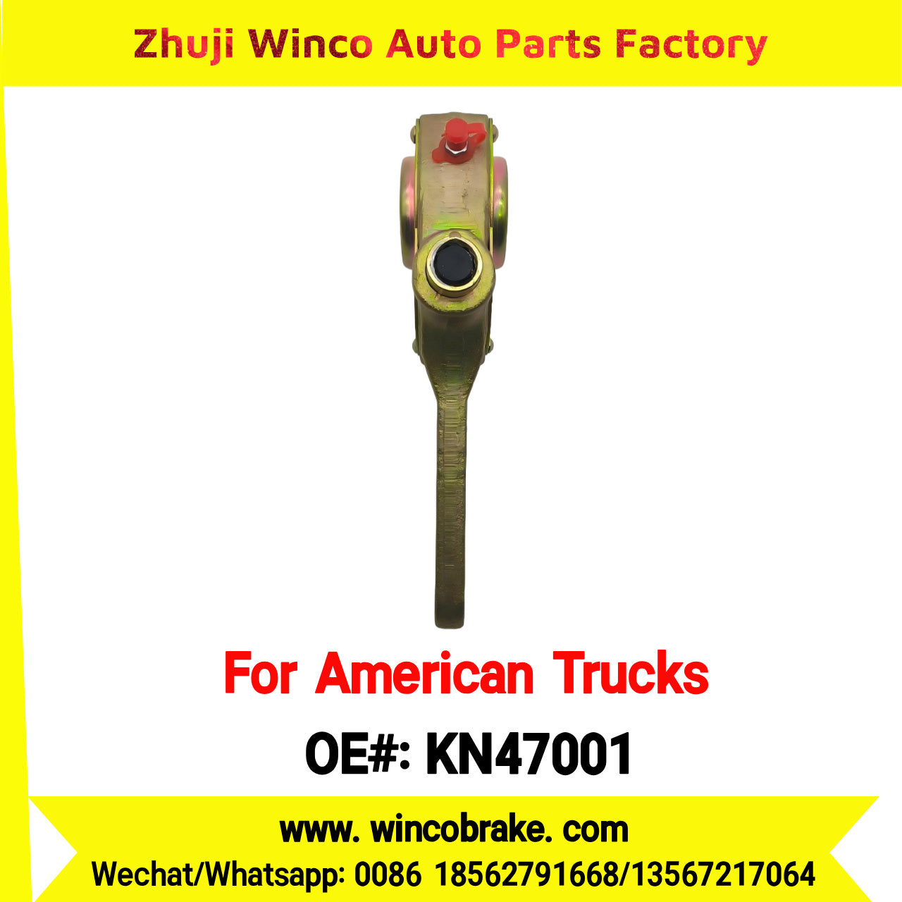 Winco OEM KN47001 Manual Brake Slack Adjuster Semi Truck Trailer Straight 10 Spline Brake Systems Accessory American Trucks Type To Replace Haldex KN47001