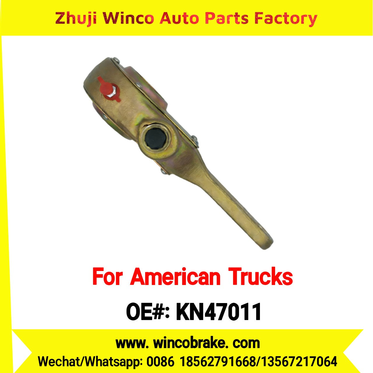 Winco OEM KN47011 Manual Brake Slack Adjuster MERITOR AXLE Truck Trailer Straight 2 Holes 10 Spline Brake Systems Accessory American Trucks Type To Replace Haldex KN47011