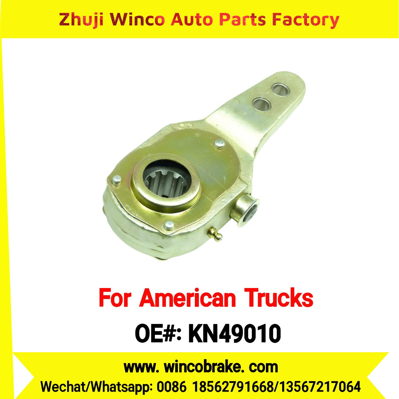 Winco OEM KN49010 Manual Brake Slack Adjuster MERITOR AXLE Truck Trailer RH 2 Holes 10 Spline Brake Systems Accessory American Trucks Type To Replace Haldex KN49010