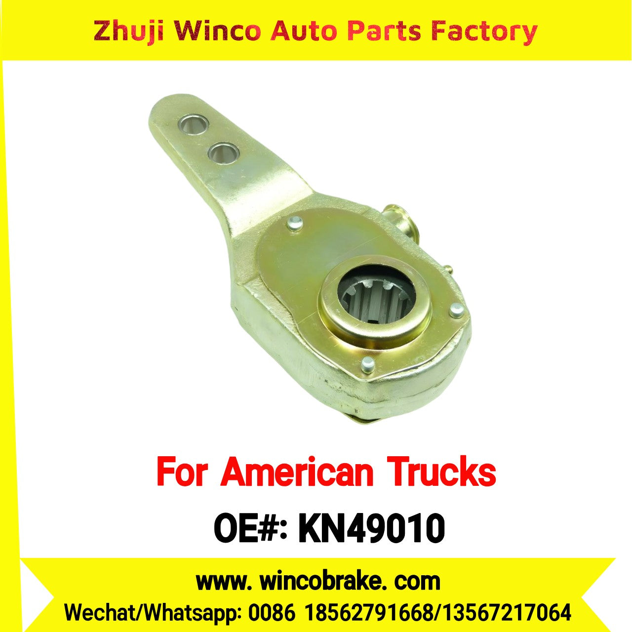 Winco OEM KN49010 Manual Brake Slack Adjuster MERITOR AXLE Truck Trailer RH 2 Holes 10 Spline Brake Systems Accessory American Trucks Type To Replace Haldex KN49010